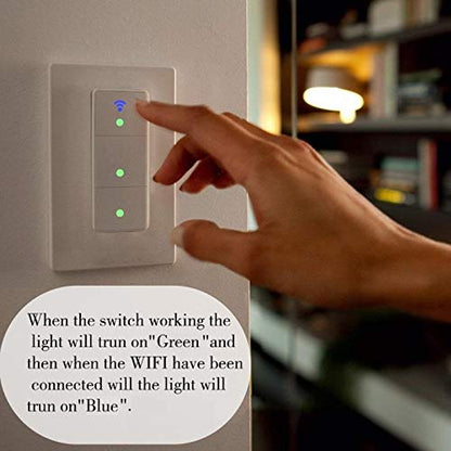 Smart Light Switch, WiFi Smart Double Switch Button, Compatible with Alexa and Google Home, Remote Control with Timing Funtion, No Hub Required,Smart Life APP Provides Control from Anywhere