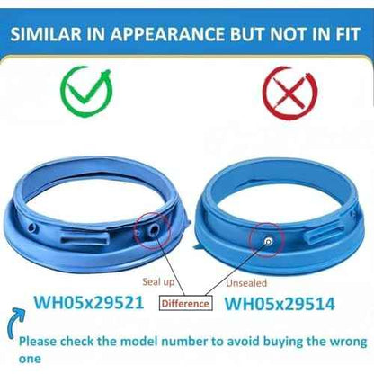 WH05X29521 Washer Door Gasket for GE GFW550SSN0WW GFW550SSN2WW GFW550SSN5WW GFW550SSN1WW GFW550SPR5RS GFW550SPN0DG GFW550SPR4RS GFW550SSN4WW GFW550SSN3WW GFW510SCN0WW GFW510SCV0WW Gasket Seal