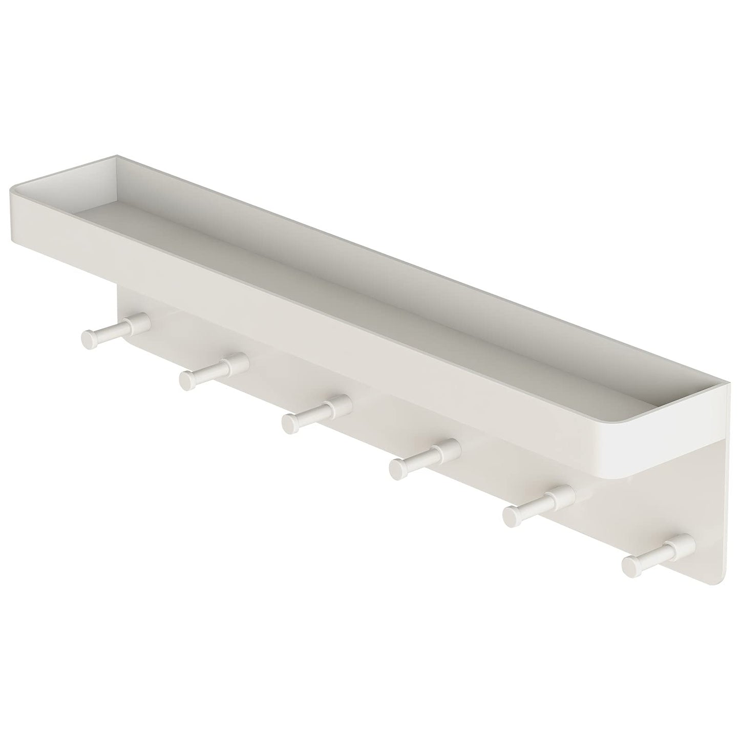 MKO Key Holder for Wall, Mail Organizer and Key Rack Wall Mount with Tray & 6 Hooks for Hallway (White)