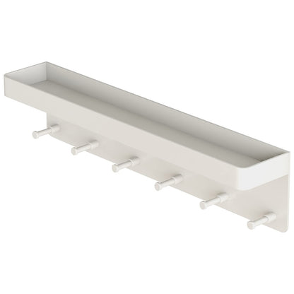 MKO Key Holder for Wall, Mail Organizer and Key Rack Wall Mount with Tray & 6 Hooks for Hallway (White)