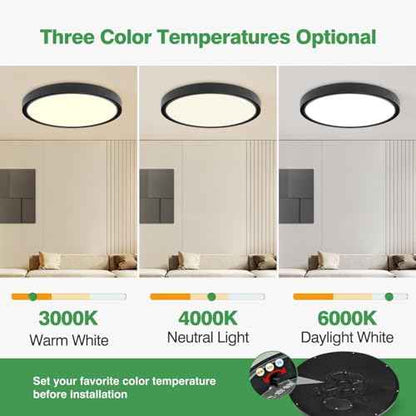 6PK 9 Inch LED Flush Mount Ceiling Light, 18W, 1860LM, 3000K/4000K/6000K CCT Selectable, Round Flat Panel Low Profile Ceiling Light Fixtures for Hallway, Kitchen, Bedroom, Laundry Room