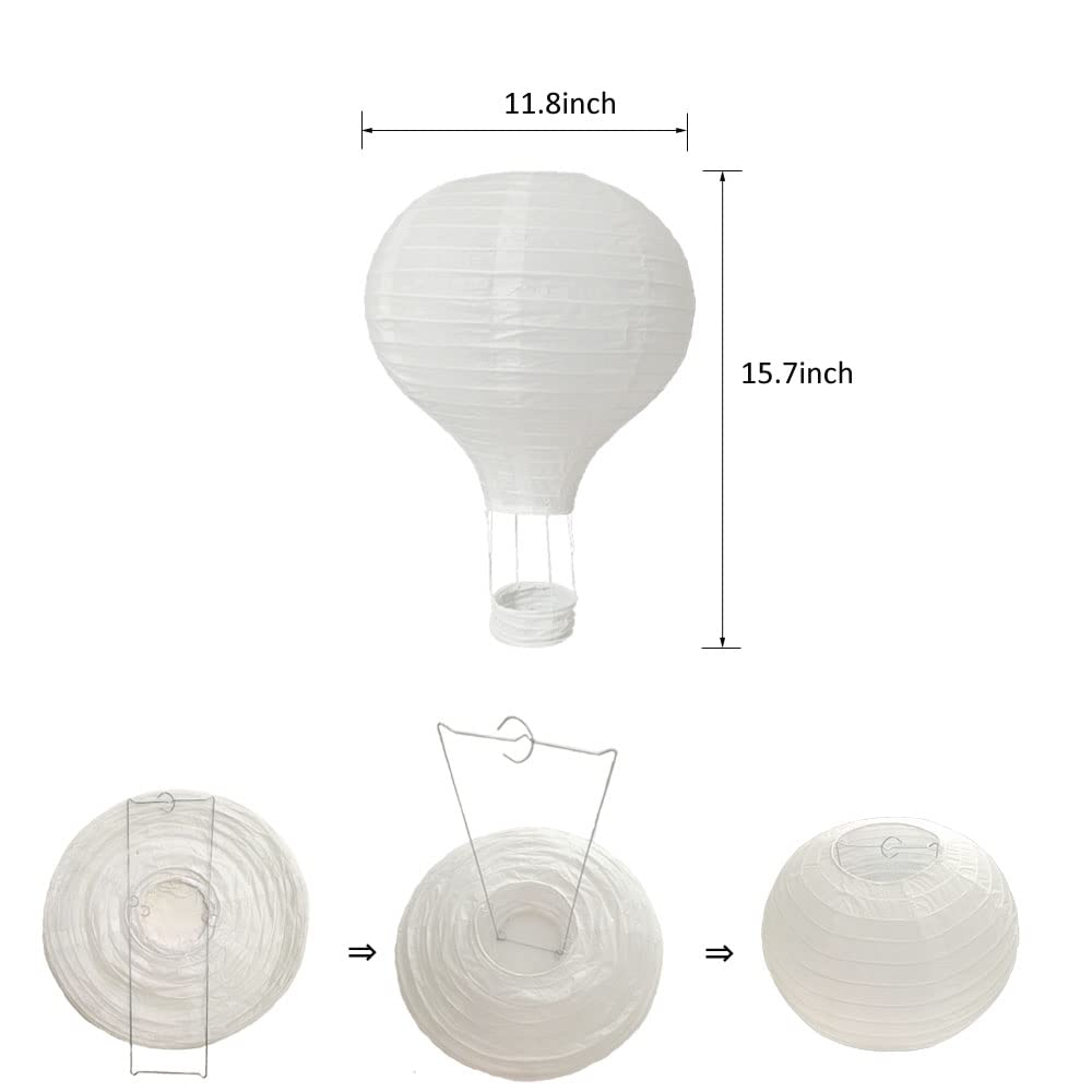 8Pack Hanging Hot Air Ballon Paper Lanterns Decorations 12Inch Decorative White Paper Lanterns Set for Valentines Wedding Decor Birthday Engagement Baby Shower Party Home DIY Craft Décor Decorations