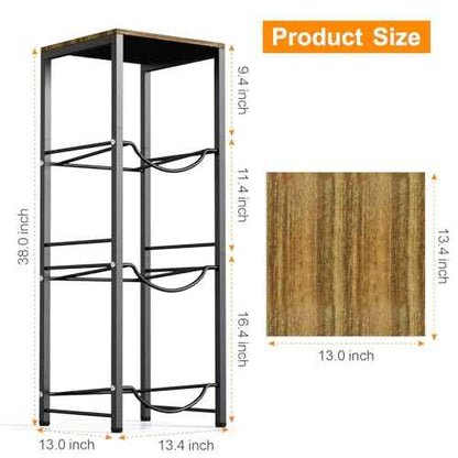 Dirza 5 Gallon Water Bottle Jug Holder with Top Shelf, 3-Tier Heavy Duty Water Storage Rack, Dispenser Stand Organizer for Kitchen Office Brown