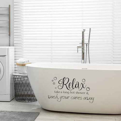 SUPERDANT Bathroom Wall Decals Relax Shower Door Decals Bath Wall Sticker for Dorm Take A Long Hot Shower Quotes Wall Art DIY Decor Wall Art Stickers Vinyl Bathroom Stickers Shower Doors 22.8x13inch