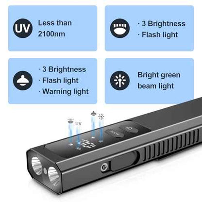 5 IN1 Rechargeable EDC Flat Flashlight, PRO Flashlight with Green Beam, UV and White LED Combo, High Lumens Pocket Lights with Magnet, Four Sources Perfect for Checking and Work (Black 1pcs)