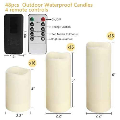 48-Pack LED Flameless Candles with Remote Control - Perfect for Home, Parties, and Special Occasions - Create a Magical Ambiance Effortlessly(Three Sizes)