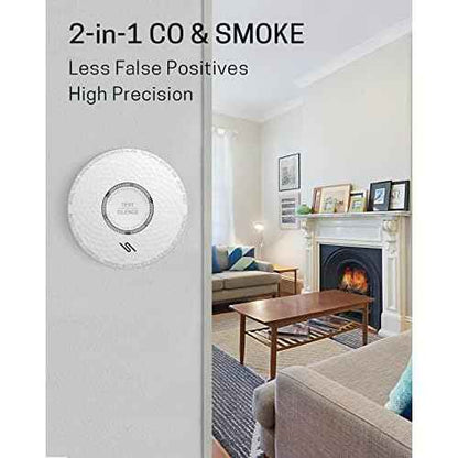 Ecoey Smoke Detector Carbon Monoxide Detector Combo, 10-Year Battery Combination Smoke Carbon Monoxide Alarm, Fire and CO Alarm with Test and Silence Function,1 Pack