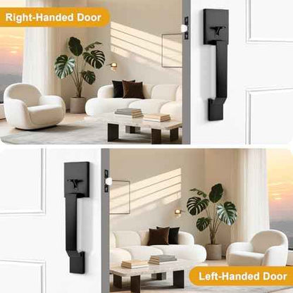 Probrico Matte Black Front Door Handleset,Modern Entry Door Handle with Reversible Lever,Square Passage Door Handle with No Lock
