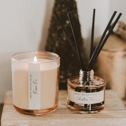 Sweet Water Decor Fraser Fir Candle - Evergreen, Fir, Cedar, and Cypress Winter Holiday Scented Soy Christmas Candles for Home - 12oz Sandstone Jar, 50+ Hour Burn Time, Made in The USA