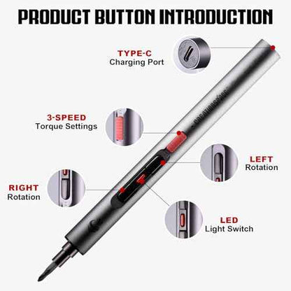 Electric Screwdriver, 72 IN 1 Precision Screwdriver Set with 3 Torque Settings, Magnetic Storage & LED Light, S2 Steel Mini Power Screwdriver Repair Tool Kit for Electronics, Laptop, Camera, and PC