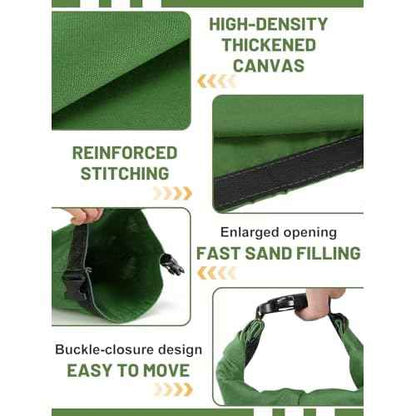 6pcs No-Leaking Sand Bags for Flooding with Buckle - No Tying, Easy to Carry, High-Density Canvas Flood Protection Water Barrier Sandbags for Home Door Basement Garage Flood Control, 13.8'' x 25.6''