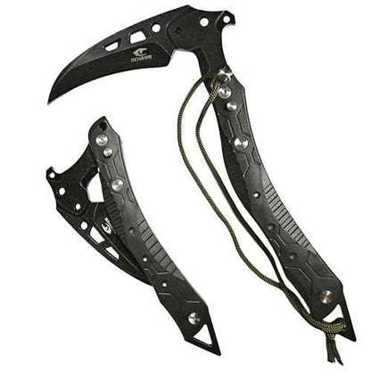 Folding Sickle Knife With Sheath, Quick Release Tactical Survival Tool with Safety Lock,Glass Breaker, Portable Outdoor Garden Pruning Tool