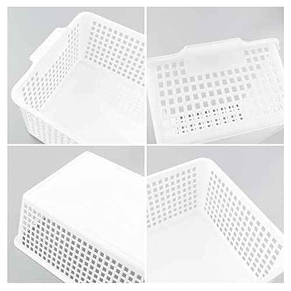 3-Pack Large Plastic Storage Basket, Plastic Storage Bin, White