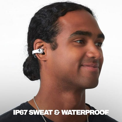 Skullcandy Push 720 Open Wireless Open Ear Bluetooth Earbuds, Headphones, Waterproof, Clip-On Lightweight Design, 30 Hours Battery, Wireless Charging Pouch, Microphone for iPhone Android - Chrome