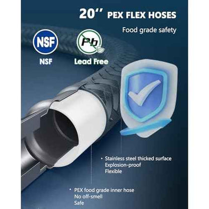 Replacement 304 Stainless Steel Sensor Valve Kit for Instant Hot Water Recirculating Pump System Includes a Bridge Valve, 2¡¿20-Inch PEX Supply Lines Compatible With 500800, 500805
