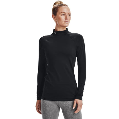 Under Armour Womens Authentics Mock Neck T-Shirt, Black (001)/White, X-Small