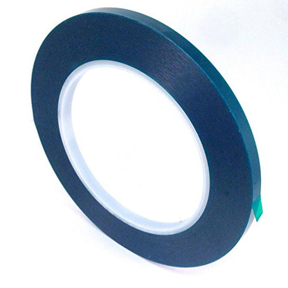 1/4" Wide High Temp Masking Tape for Powder Coating, Custom Painting, Hydrodip, Sublimation - Green Polyester Silicone Adhesive