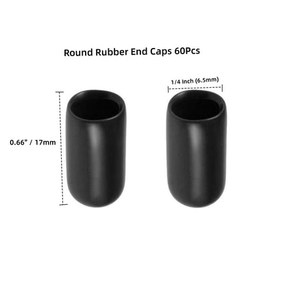 QLXHBOT Vinyl Flexible End Caps, Round Rubber End Caps, Black Bolt Screw Thread Protector Safety Cover 1/4"(6.5mm) 60pcs