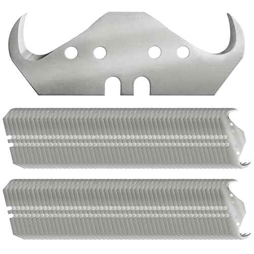 100PCS Utility Hook Blades, SK5 Carbon Steel Super Big Hook Trimming Blades, Safety Horn Knife Blade for Wallpaper, Cutting Carpets, Roofing, Industry Materials