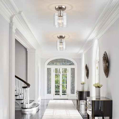 Brushed Nickel Semi Flush Mount Ceiling Light,Modern Ceiling Light Fixture for Closet Hallway Entryway,Hallway Light Fixture Brushed Nickel Finish 2 Pack