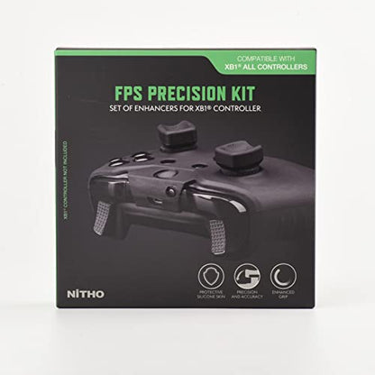 NiTHO FPS Controller Precision Kit for Xbox One, 1x Silicone Protective Cover Case, Set of 2 Mini-Stick Precision Rings, 3 Sizes Concave Thumb Grips Sets, 3 Textures Rubber Triggers Sets - Black