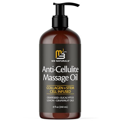 M3 Naturals Firming Body Massage Oil with Collagen & Stem Cell – Helps Smooth The Appearance of Cellulite & Improve Skin Texture – Refreshing Aromatherapy Body Oil for Legs & Full Body – 16 Fl Oz