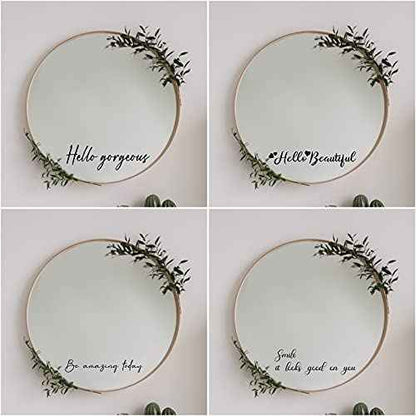 7 Pieces Inspirational Quote Mirror Decals Vinyl Wall Art Be Amazing Today Be Awesome Today Hello Gorgeous Hello Beautiful Decals Motivational Quote Wall Stickers for Bedroom Living Room Decoration