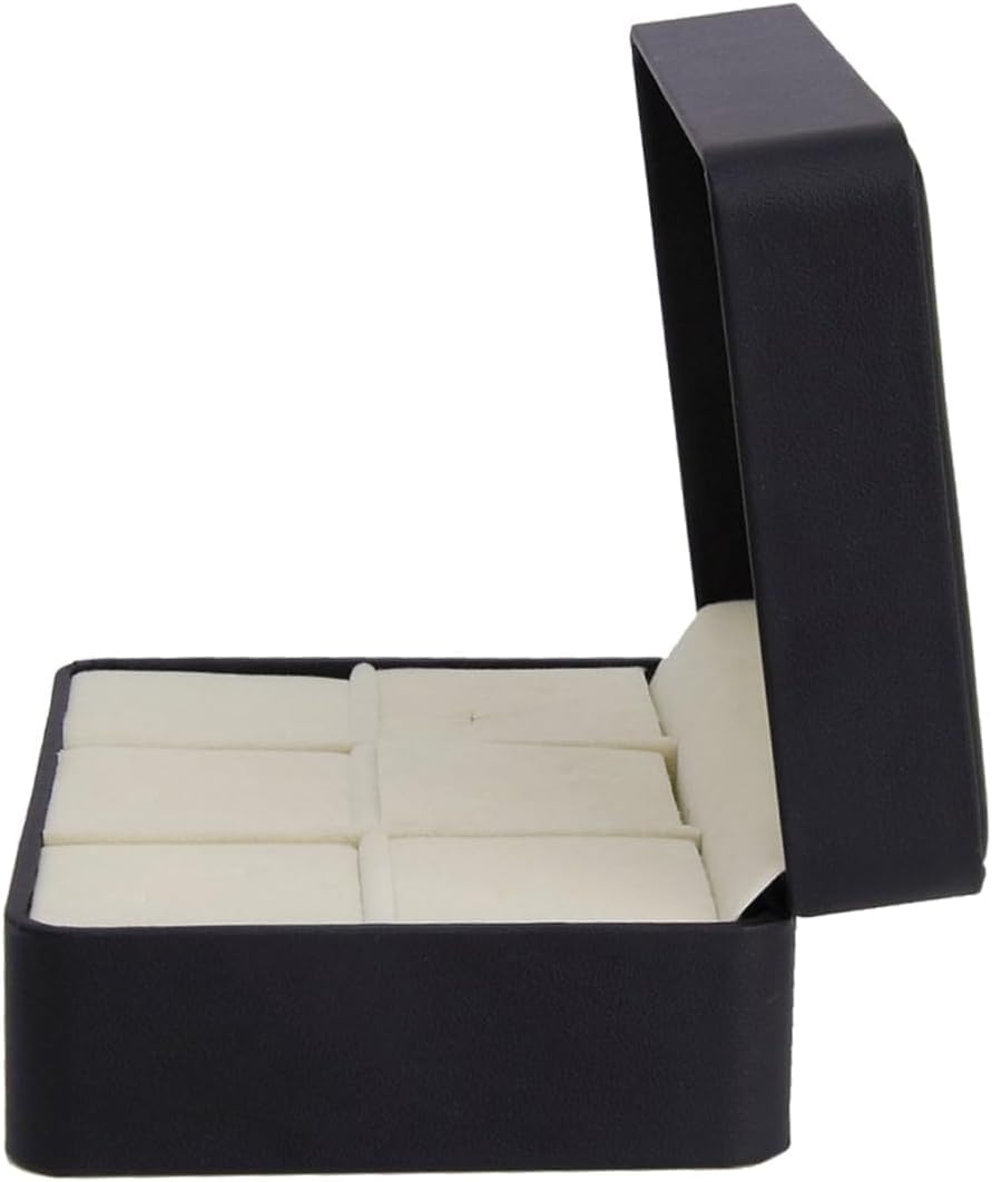 Salutto PU Box Cufflinks Tie Clip Brooch Lapel Storage Case Box Boutique Black