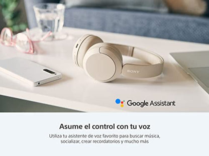 Sony WH-CH520 Best Wireless Bluetooth On-Ear Headphones with Microphone for Calls and Voice Control, Up to 50 Hours Battery Life with Quick Charge Function, Includes USB-C Charging Cable - Beige