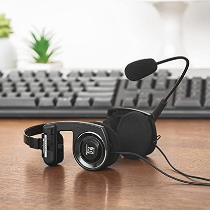 Koss Porta Pro Double-Sided Communication Headset with Microphone Electret Flexible Handsfree Design Foldable Design TRRS Plug Wired 3.5 mm Black