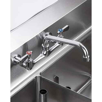 Commercial Kitchen Faucet 8 Inch Center Wall Mount Commercial Sink Faucet with 8 Inch Swivel Spout 2 Dual Handle Laundry & Utility Room Sink Faucets Restaurant Industrial Chrome Mixer Tap