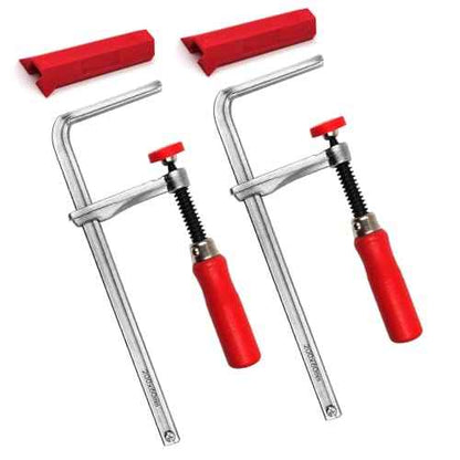 Quick Screw Guide Rail Clamp for MFT Table and Guide Rail System 7-7/8" Capacity x 2-3/8" Throat Depth 570 lbs Clamping Force (2 Pack) Red/Silver