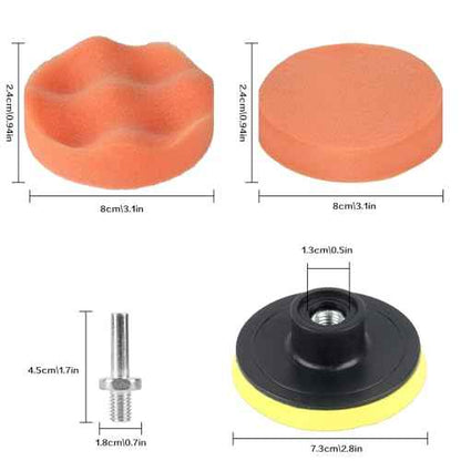 10-Pack Car Polishing Pads, 3 Inch Foam, Buffer Polisher for Drill, Fleece Pad Wax Buffer Drill Polisher Attachment with M10 Adapter