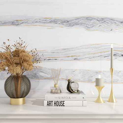 FunStick Gold White Marble Countertop Contact Paper Waterproof Marble Contact Paper for Countertops Cabinets Removable Marble Wallpaper Peel and Stick Countertops for Kitchen Bathroom Table 15.8"x80"