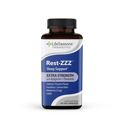Rest-ZZZ Extra Strength - Sleep Support Supplement - Fall Asleep & Stay Asleep - Calms Nervous System - Naturally Ease Muscle Tension & Restlessness - Low Dose Melatonin GABA & Chamomile - 60 Capsules