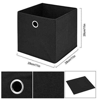 Black Storage Cube Bins 11x11x 11 Inch Cubes Organizer Storage Bins Foldable Fabric Strorage Boxes Collapsible Cubicle Storage Baskets Cloth Cube Inserts Storage Drawer for Cube Organizer QY-SC18-3