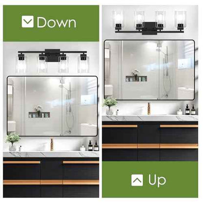 BesLowe 27" 4-Light Bathroom Light Fixture, Modern Black Bathroom Vanity Light, Bathroom Lighting Fixtures Over Mirror, Matte Black Wall Lamp, Wall Lights for Living Room Bedroom Hallway