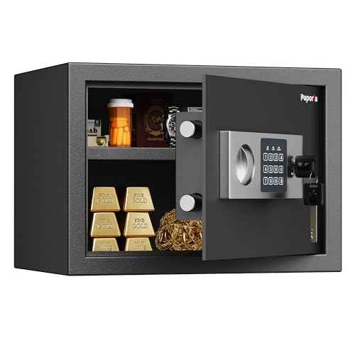 0.66 Feet Cubic Safe Box, Digital Security Lock Box with Shelf & Keypad & Combination, Alloy Steel Digital Home Safe for Home, Office, Hotel or Business, 13.8"W x 9.8"D x 9.8"H