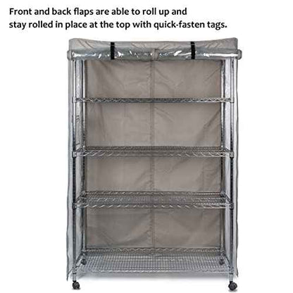 YLOVAN Storage Shelf Cover Wire Rack Shelving Dust Protective, Fits Racks 48" L x 19'' D x 72'' H Three Side See Through Panel (Cover only)