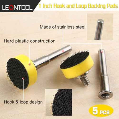 5 PCS Hook and Loop Sanding Discs Pad Kit 1 Inch Drill Attachment Backing Pads Hook and Loop Backing Pads with 1/4-Inch Shank Drill Adapter for Polishing