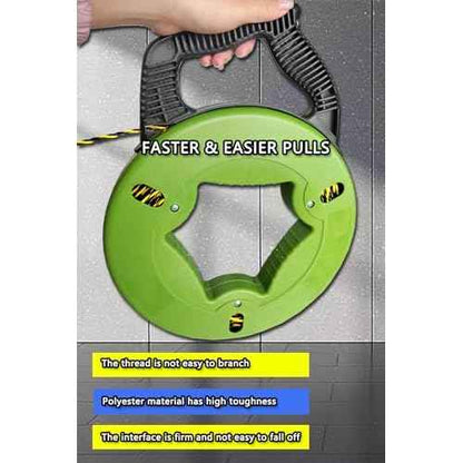 Electrical Fish Tape 1/6-Inch x 100-Foot Fish tape Wire Puller 100ft PET Diameter 3 Wires Twisted with Guide Spring Optimized Housing and Handle Wire Threader Wire Puller¡¼4.5mm*30m¡½