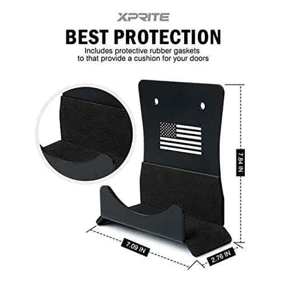 Xprite Door Storage Hangers with US Flag Pattern & Rubber Lining, 4 PCS Removable Wall Mounted Door Storage Holder Hooks Compatible with 1956-2024 Jeep Wrangler CJ YJ TJ LJ JK JKU JL JLU Gladiator JT
