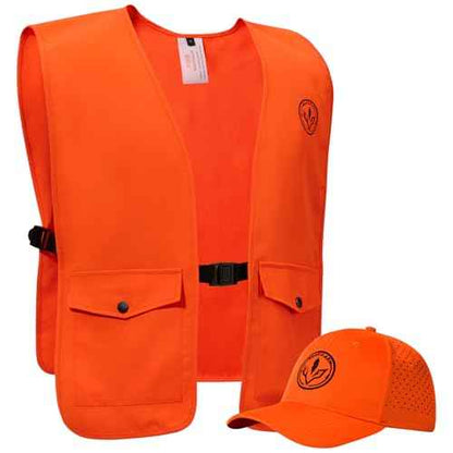 BASSDASH Blaze Orange Hunting Safety Vest & Baseball Hat Unisex Highly Visible Water Resistant Quick Dry for Fishing Hiking