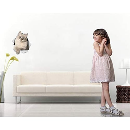 Winston & Bear 3D Cat Stickers - 2 Pack - Siberian Kitty Cat Decals for Wall - Stickers for Bedroom - Fridge - Toilet - Room - Retail Packaged