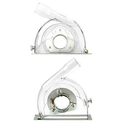 QWORK Cutting Dust Shroud for Angle Grinder 4-1/2" to 5", Transparent Cutting Dust Shroud Grinding Cover, Angle Grinder Dust Collection Attachment