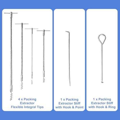 AIWFL 6pcs Packing Extractor Set Stainless Steel Packing Tool Set Flexible Packing Hook Sets