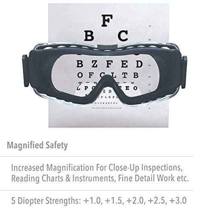 Uvex Stealth +2.0 Diopter Reading Magnifier Goggles with Uvextreme Anti-Fog Lens (S3992X)