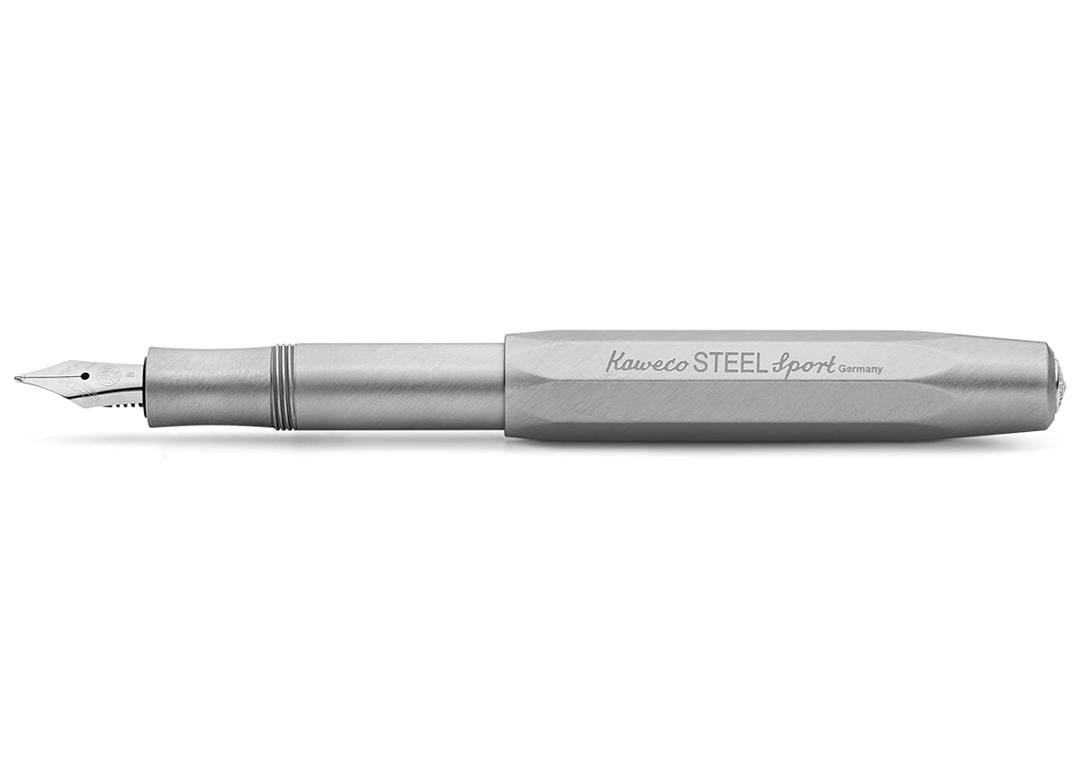 Kaweco STEEL SPORT Fountain Pen I Exclusive Reservoir Pen for Ink Cartridges Including Retro Metal Box I Writing Instrument Pen 13 cm I Nib: EF (Extra Fine)