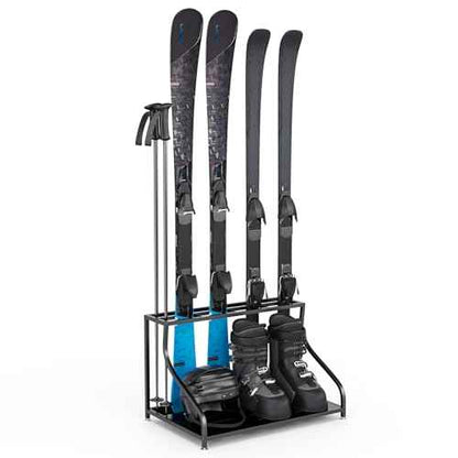 Ski Storage Rack-Holder Garage - Freestanding Ski Equipment Organizer Ski Boot Snowboard Rack Stand Snow Gear Storage