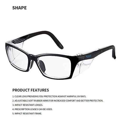 Anti-Fog Safety Glasses with Rx Insert Compatibility - ANSI Z87.1 Certified, Prescription Lens Ready (Not Over-Glasses), Adjustable Fit for Woodworking, Welding, Labs